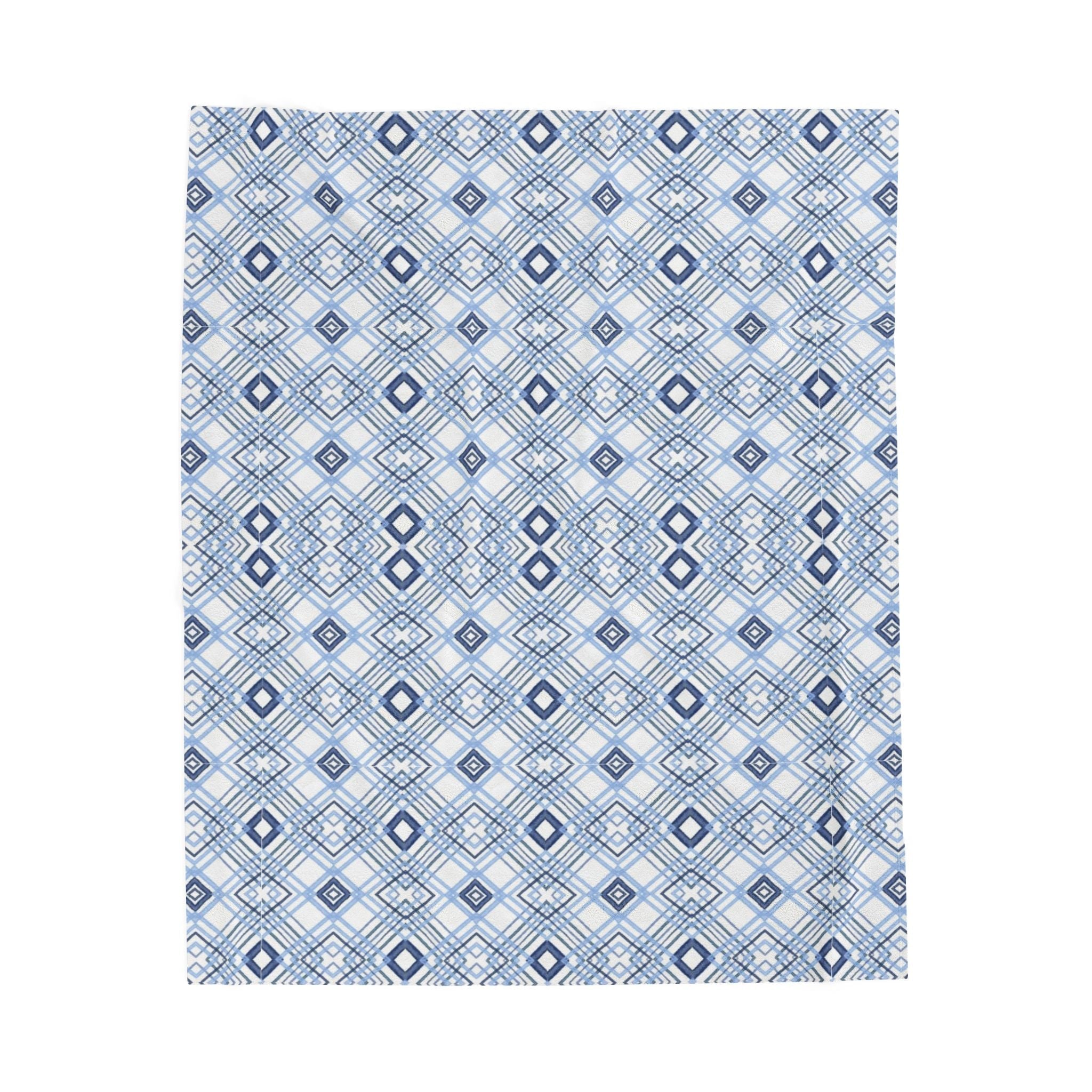Blue Diamonds Geometric Velveteen Plush Blanket - Blue Cava