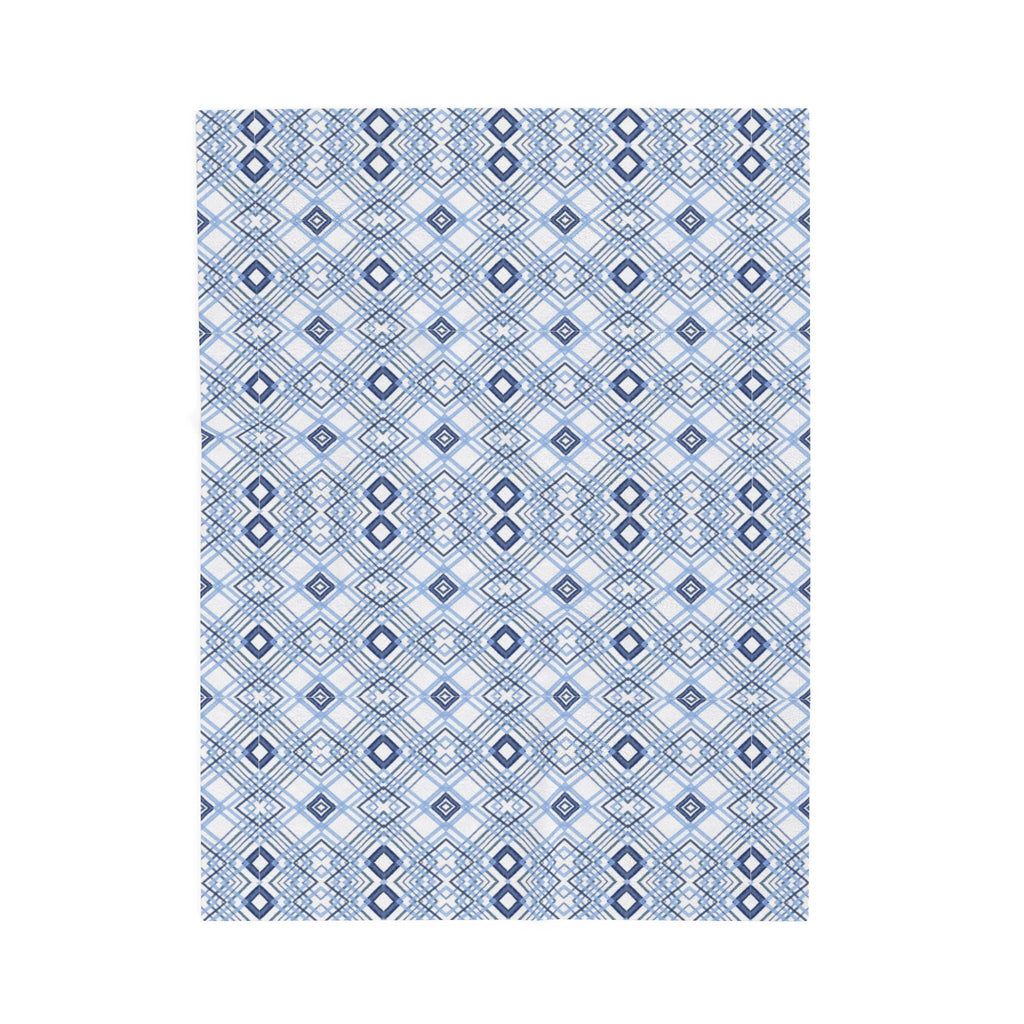 Blue Diamonds Geometric Velveteen Plush Blanket - Blue Cava