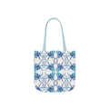 Blue Octopus Canvas Tote Bag with Color Straps, Eco - Friendly Tote - Blue Cava
