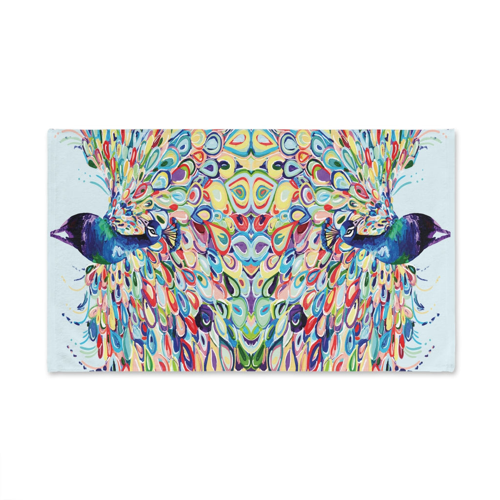 Blue Peacock Stream Cotton Hand Towel - Blue Cava