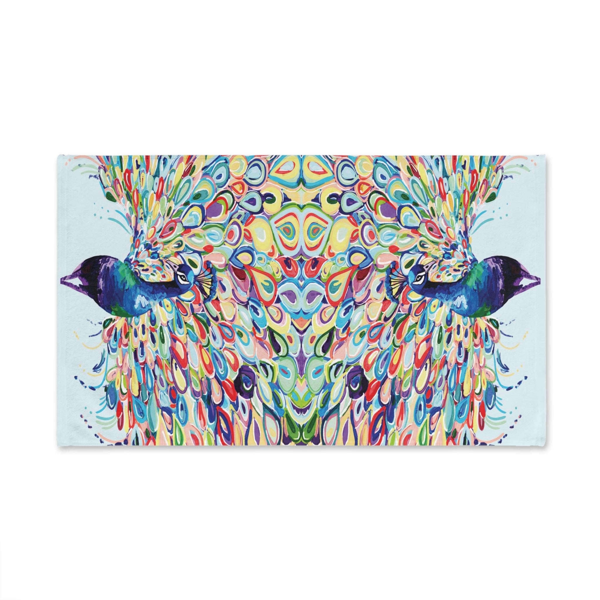 Blue Peacock Stream Cotton Hand Towel - Blue Cava