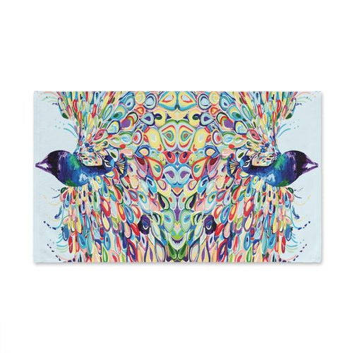 Blue Peacock Stream Cotton Hand Towel - Blue Cava