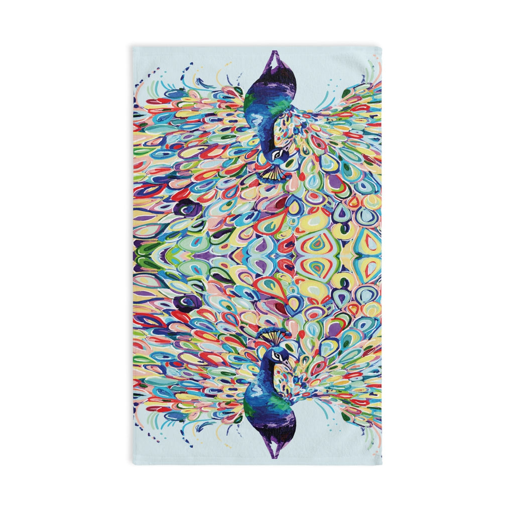 Blue Peacock Stream Cotton Hand Towel - Blue Cava
