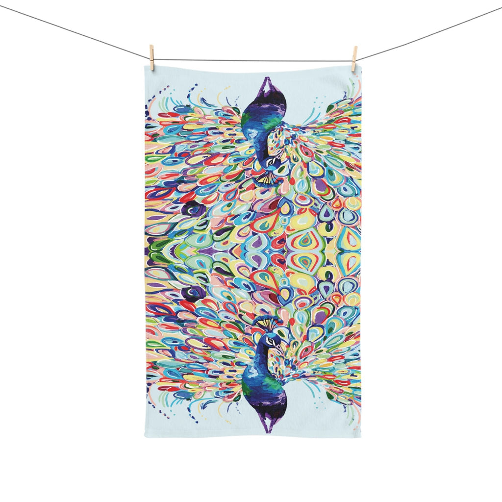 Blue Peacock Stream Cotton Hand Towel - Blue Cava