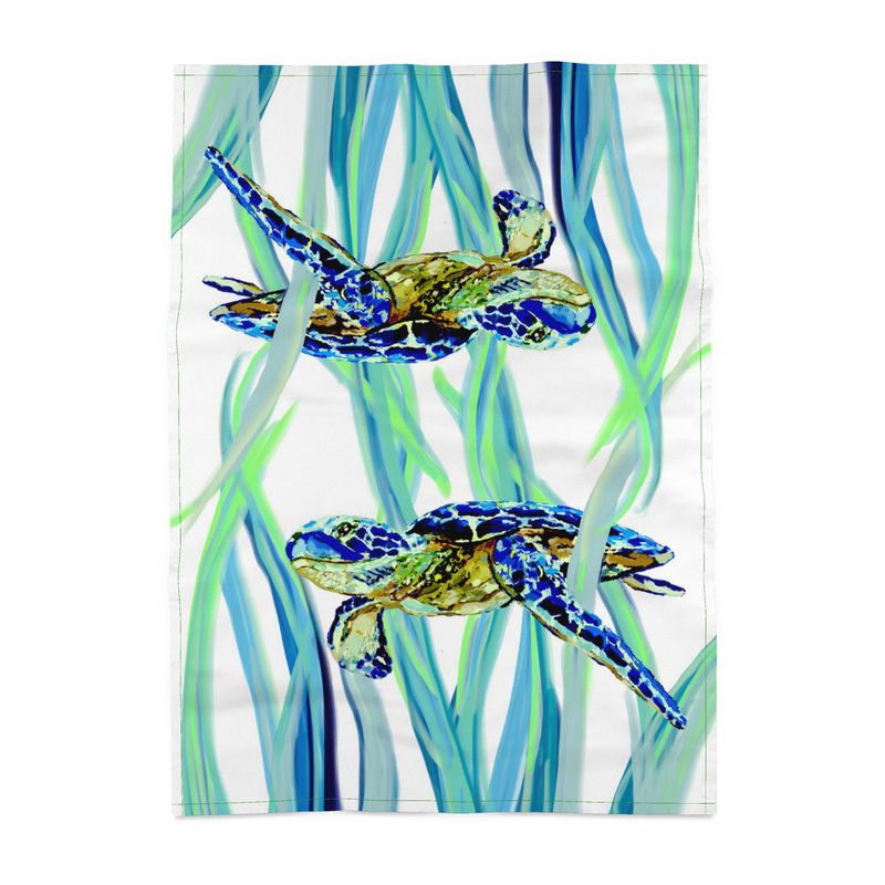 Blue Sea Turtle Linen Towel - Blue Cava