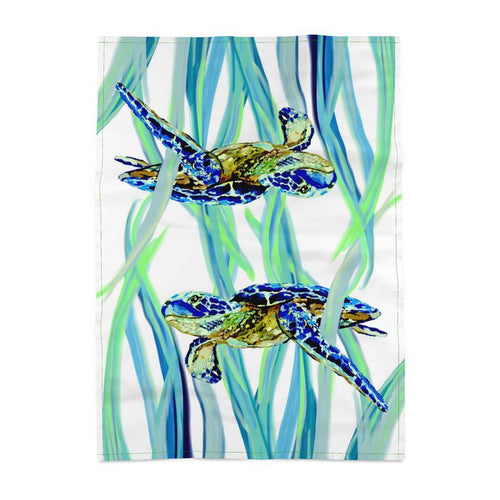 Blue Sea Turtle Linen Towel - Blue Cava