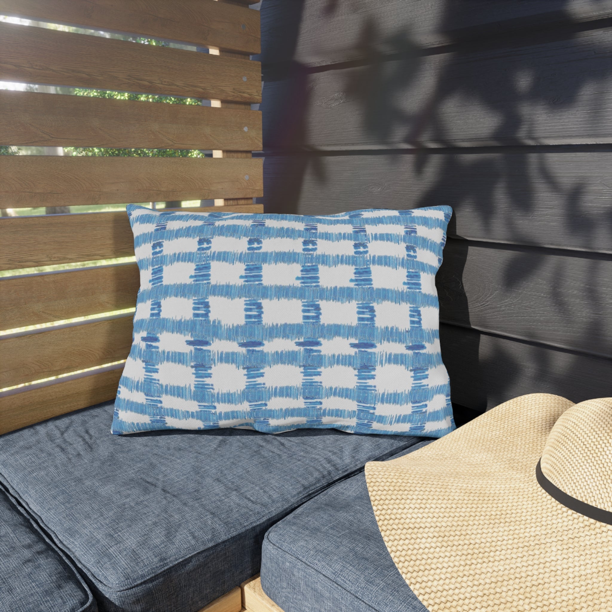 Blue Striped Outdoor Pillows - Blue Cava