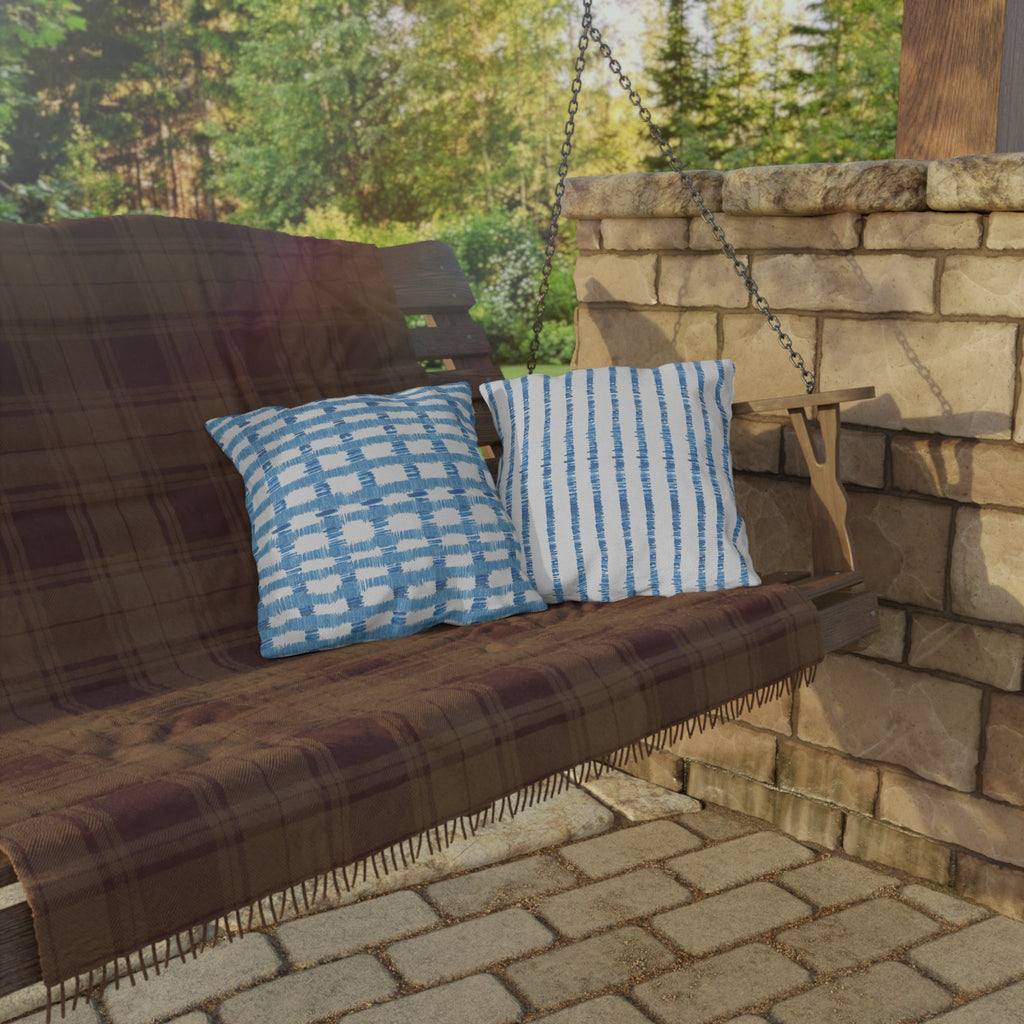 Blue Striped Outdoor Pillows - Blue Cava