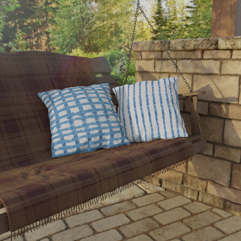 Blue Striped Outdoor Pillows - Blue Cava