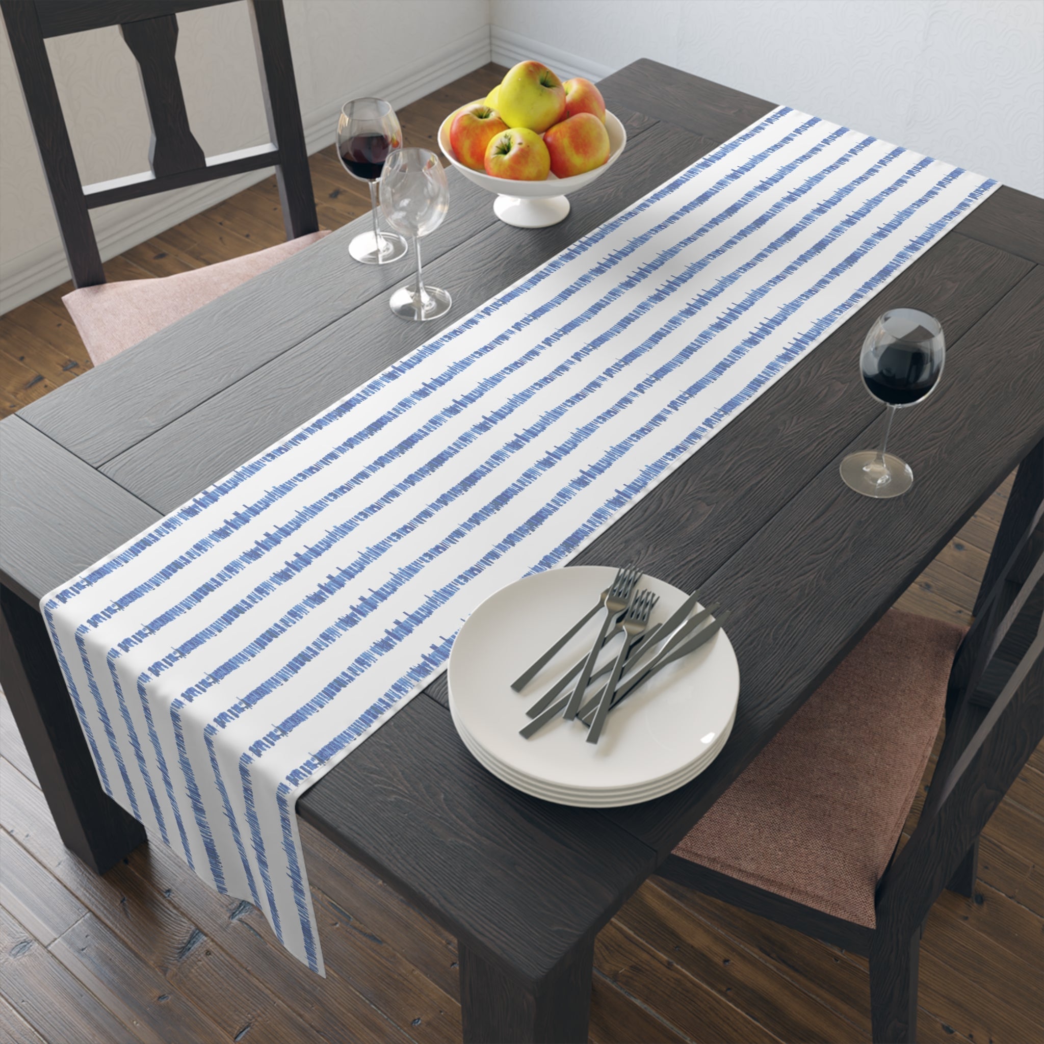 Blue Striped Table Runners - Blue Cava