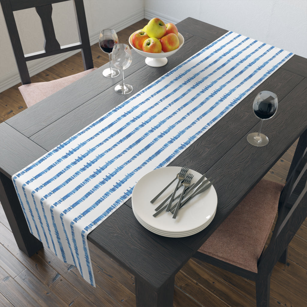Blue Striped Table Runners - Blue Cava
