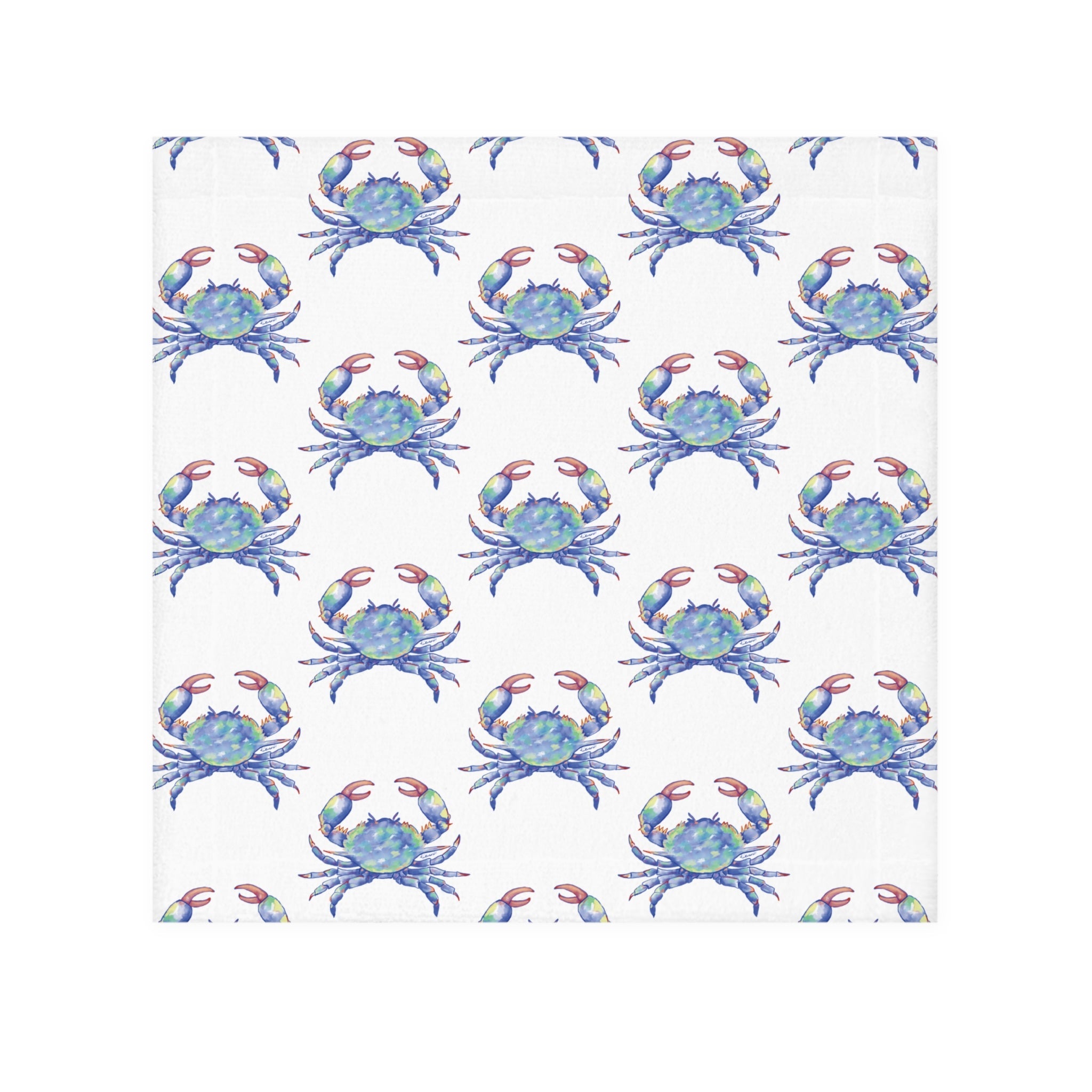 Blue Watercolor Crab Washcloth Towel — Coastal Beach Bathroom Accessory - Blue Cava