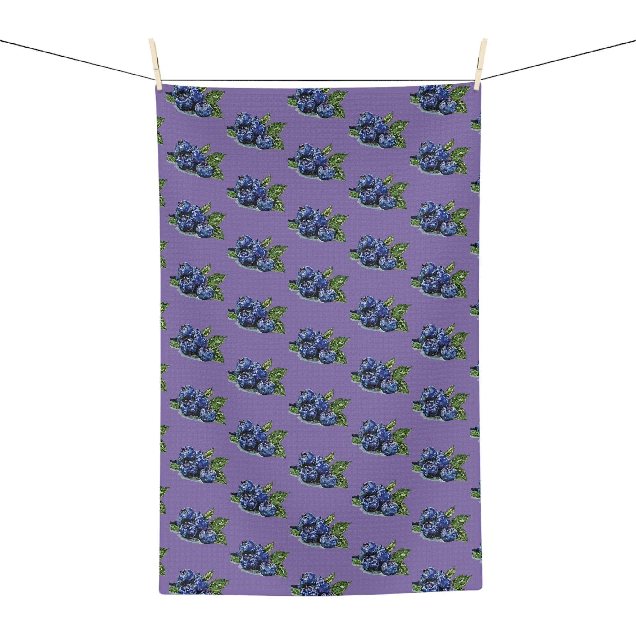 Blueberries Microfiber Waffle Kitchen Towel - Blue Cava