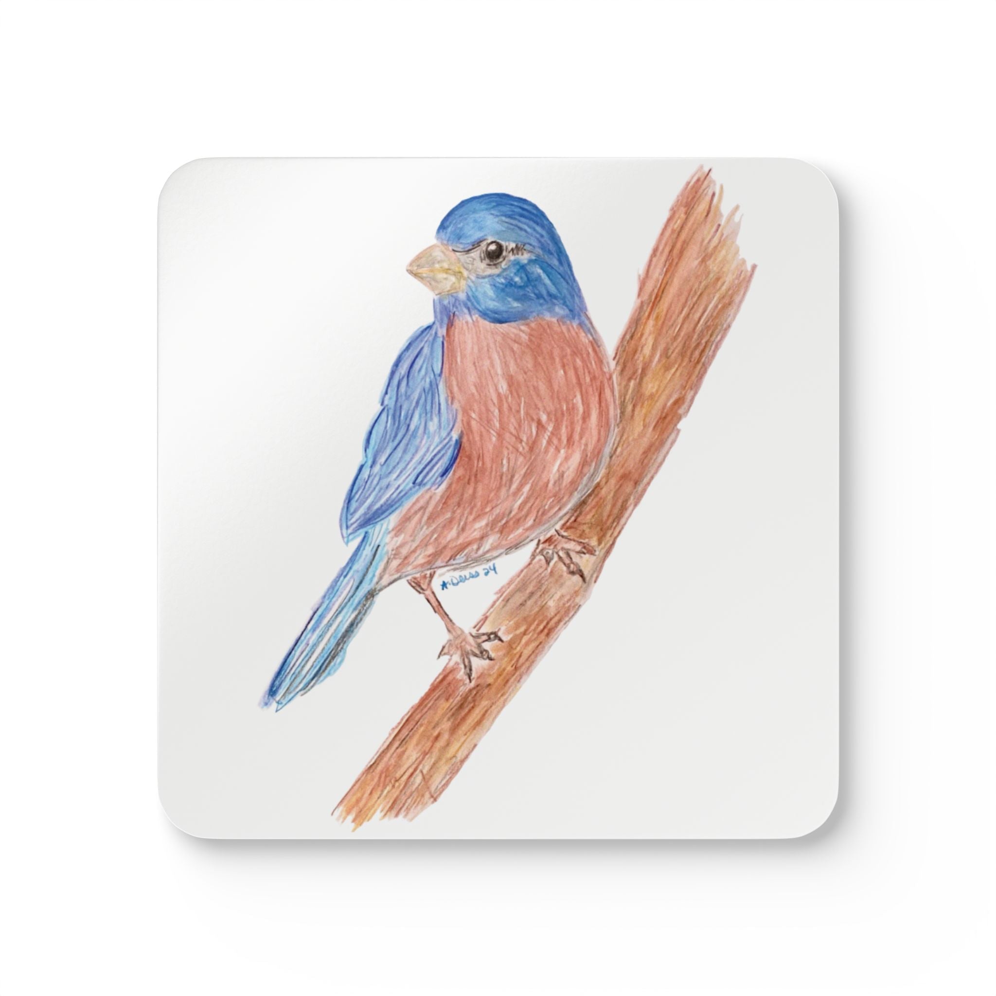 Bluebird Corkwood Coaster Set - Blue Cava