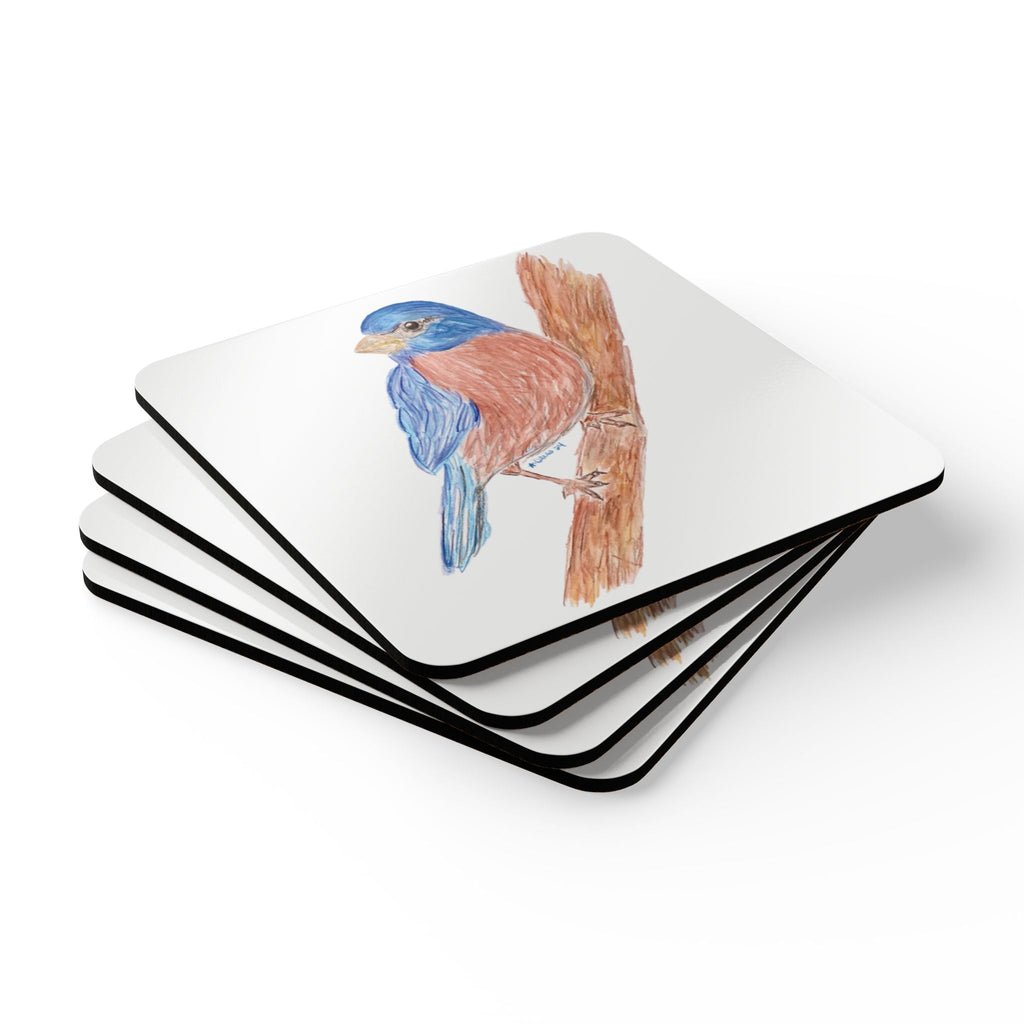 Bluebird Corkwood Coaster Set - Blue Cava