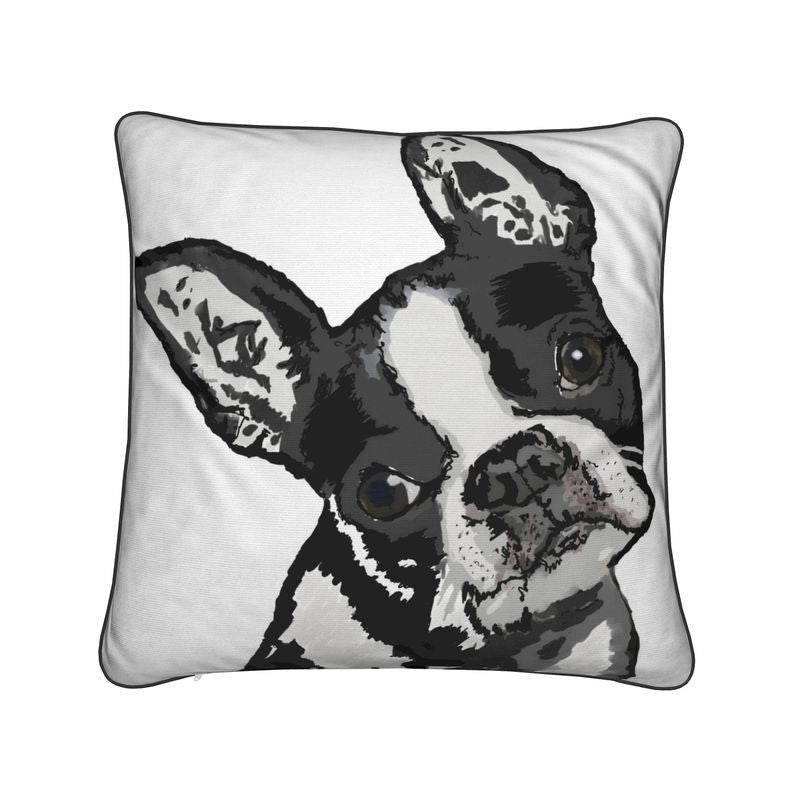 Boston Terrier "Bugsy" Premium Pillow - Blue Cava