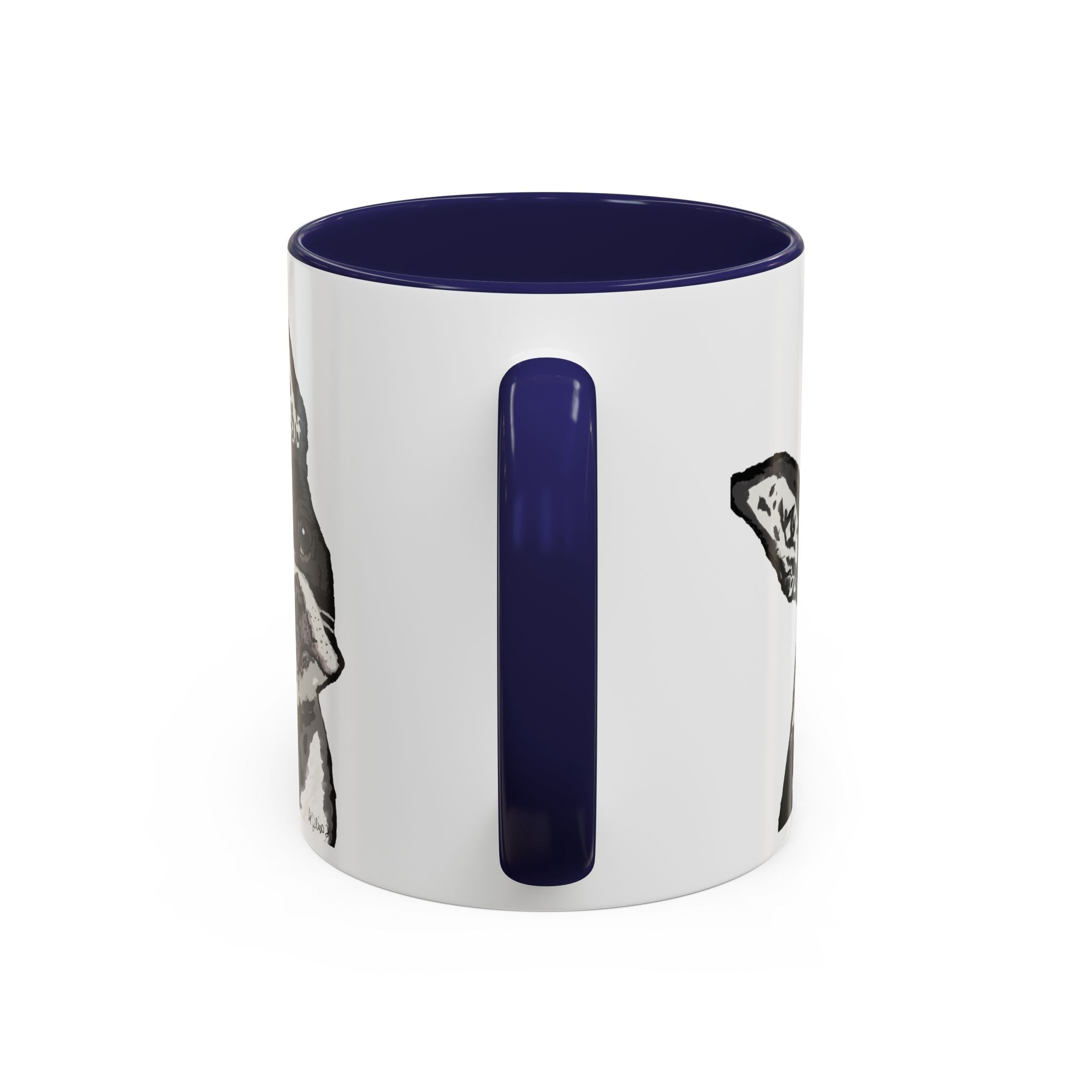 Boston Terrier Coffee Mug — Cute Black & White Dog Accent Mug - Blue Cava