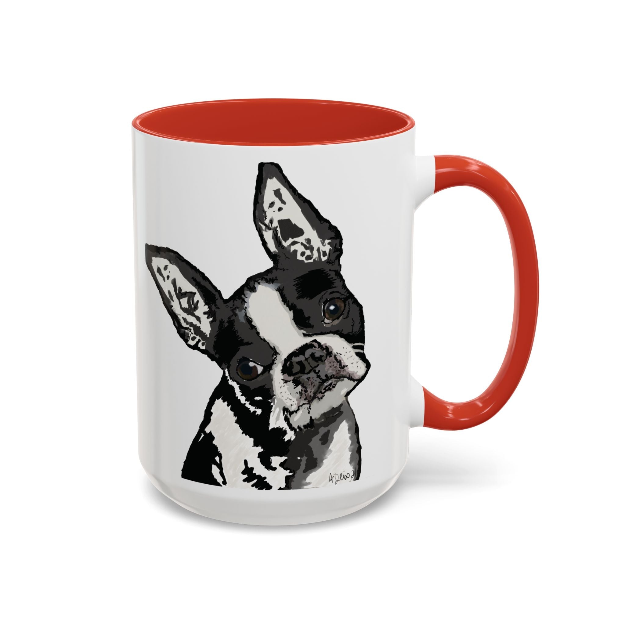 Boston Terrier Coffee Mug — Cute Black & White Dog Accent Mug - Blue Cava