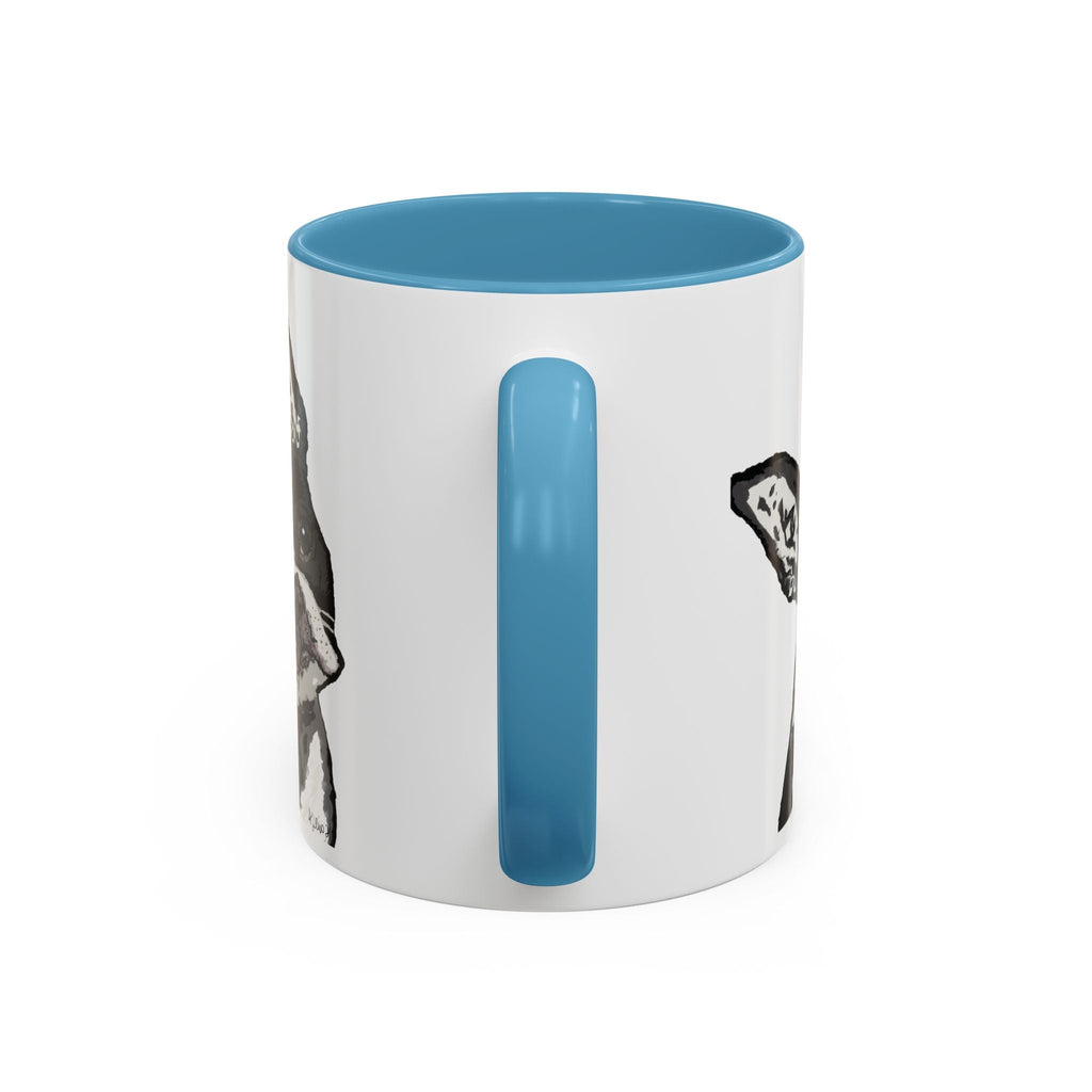 Boston Terrier Coffee Mug — Cute Black & White Dog Accent Mug - Blue Cava