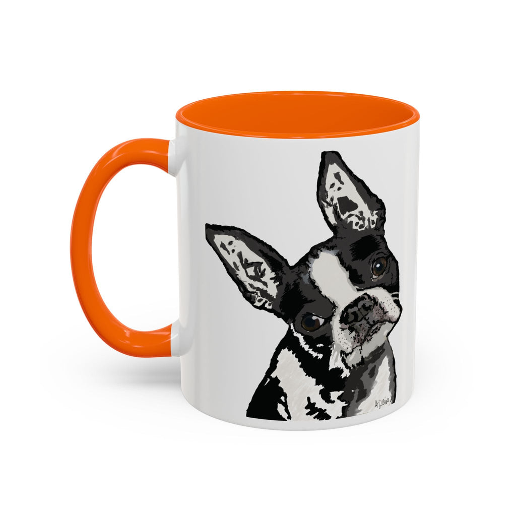 Boston Terrier Coffee Mug — Cute Black & White Dog Accent Mug - Blue Cava