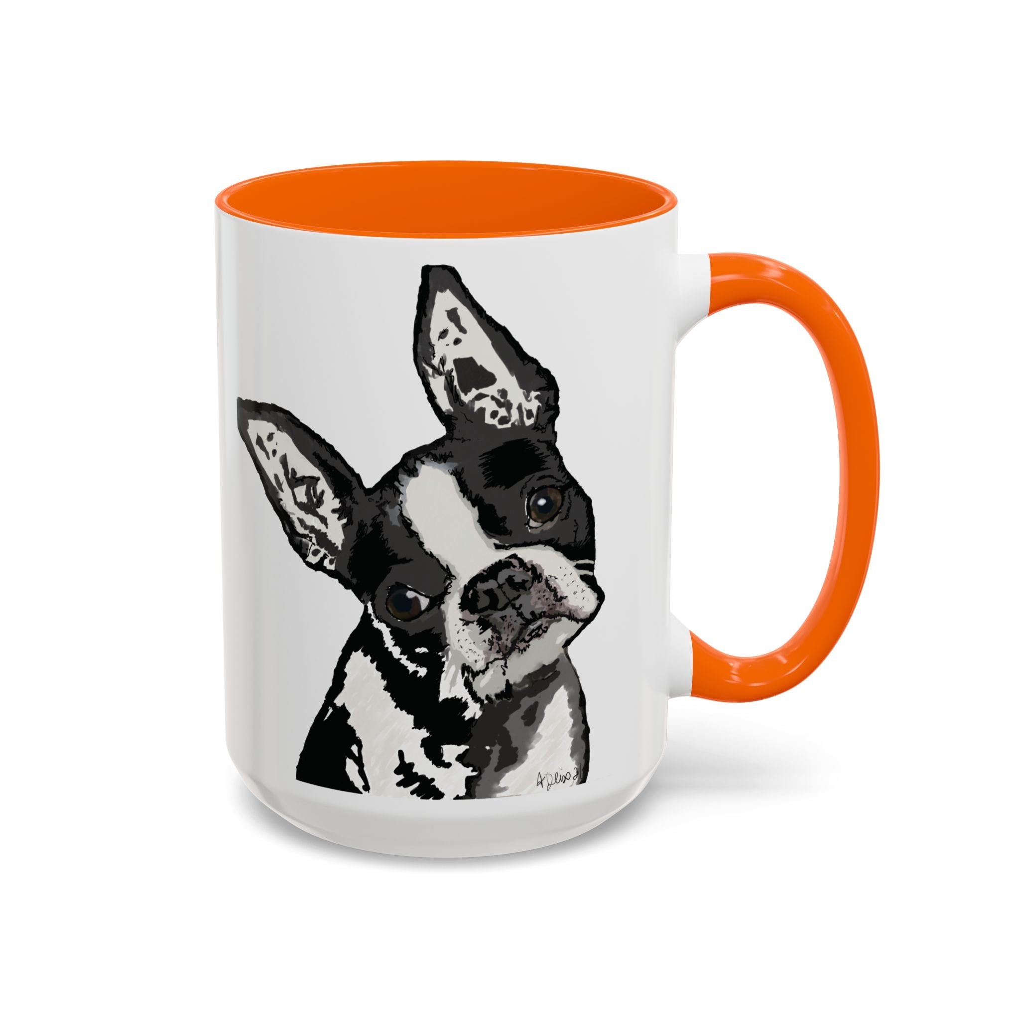 Boston Terrier Coffee Mug — Cute Black & White Dog Accent Mug - Blue Cava