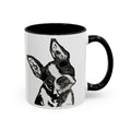 Boston Terrier Coffee Mug — Cute Black & White Dog Accent Mug - Blue Cava