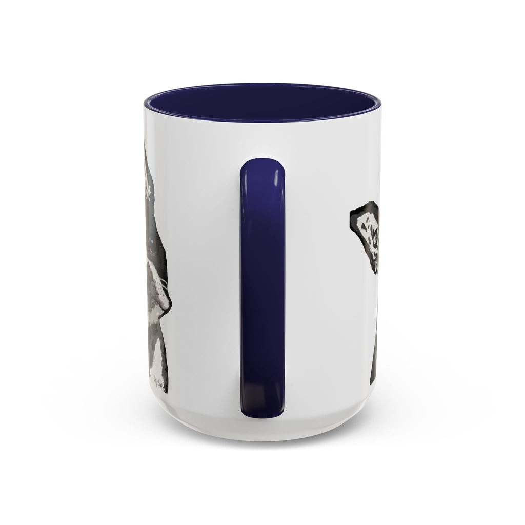 Boston Terrier Coffee Mug — Cute Black & White Dog Accent Mug - Blue Cava