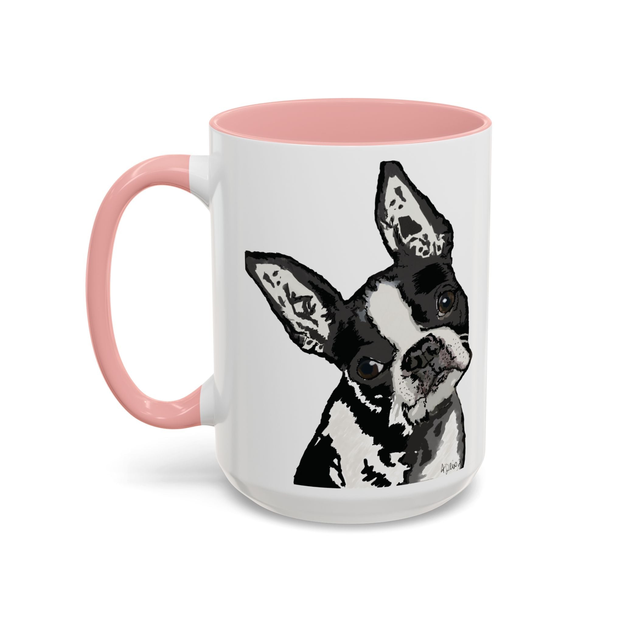 Boston Terrier Coffee Mug — Cute Black & White Dog Accent Mug - Blue Cava