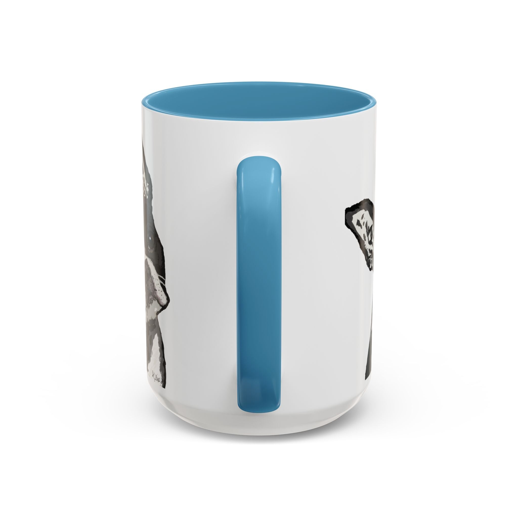 Boston Terrier Coffee Mug — Cute Black & White Dog Accent Mug - Blue Cava