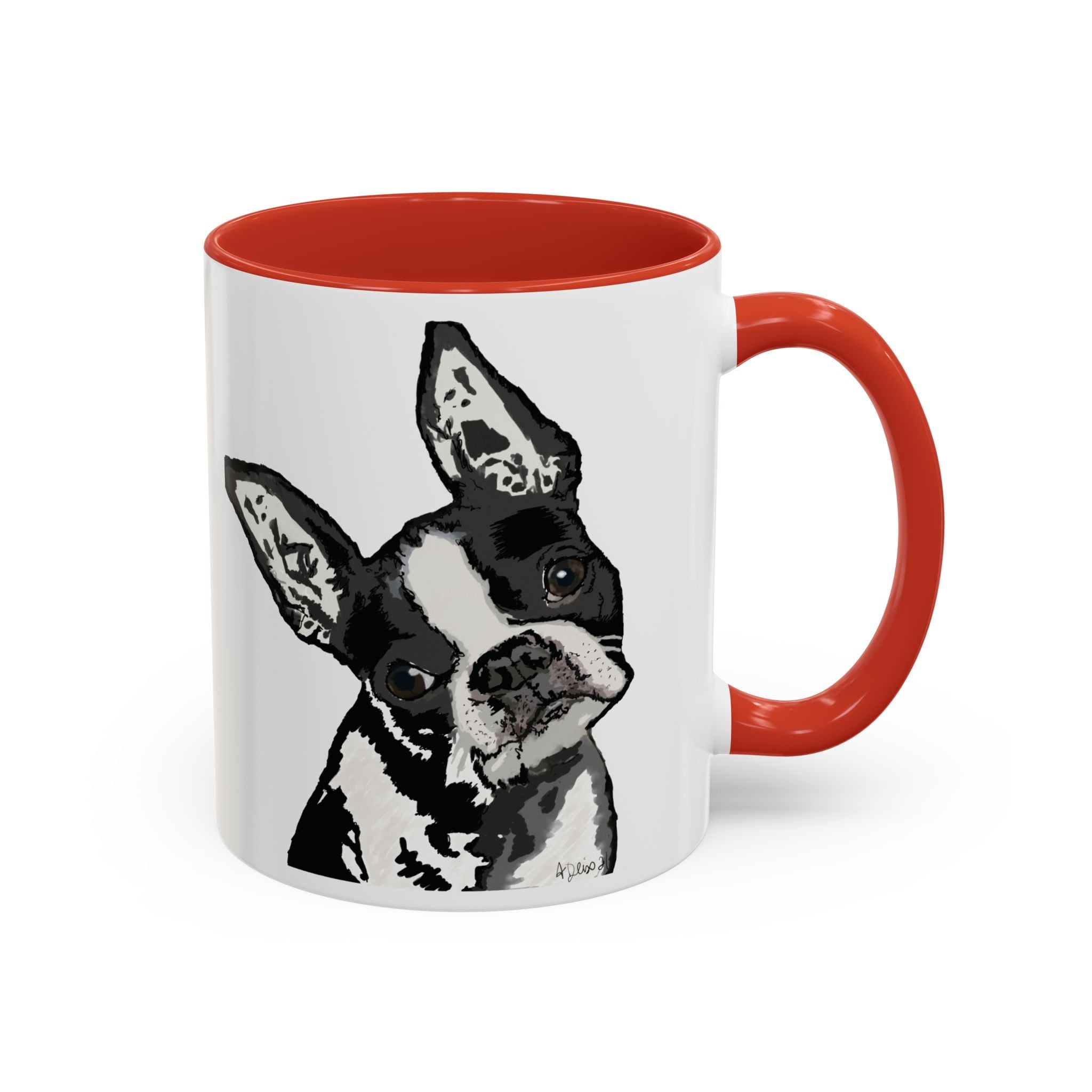 Boston Terrier Coffee Mug — Cute Black & White Dog Accent Mug - Blue Cava