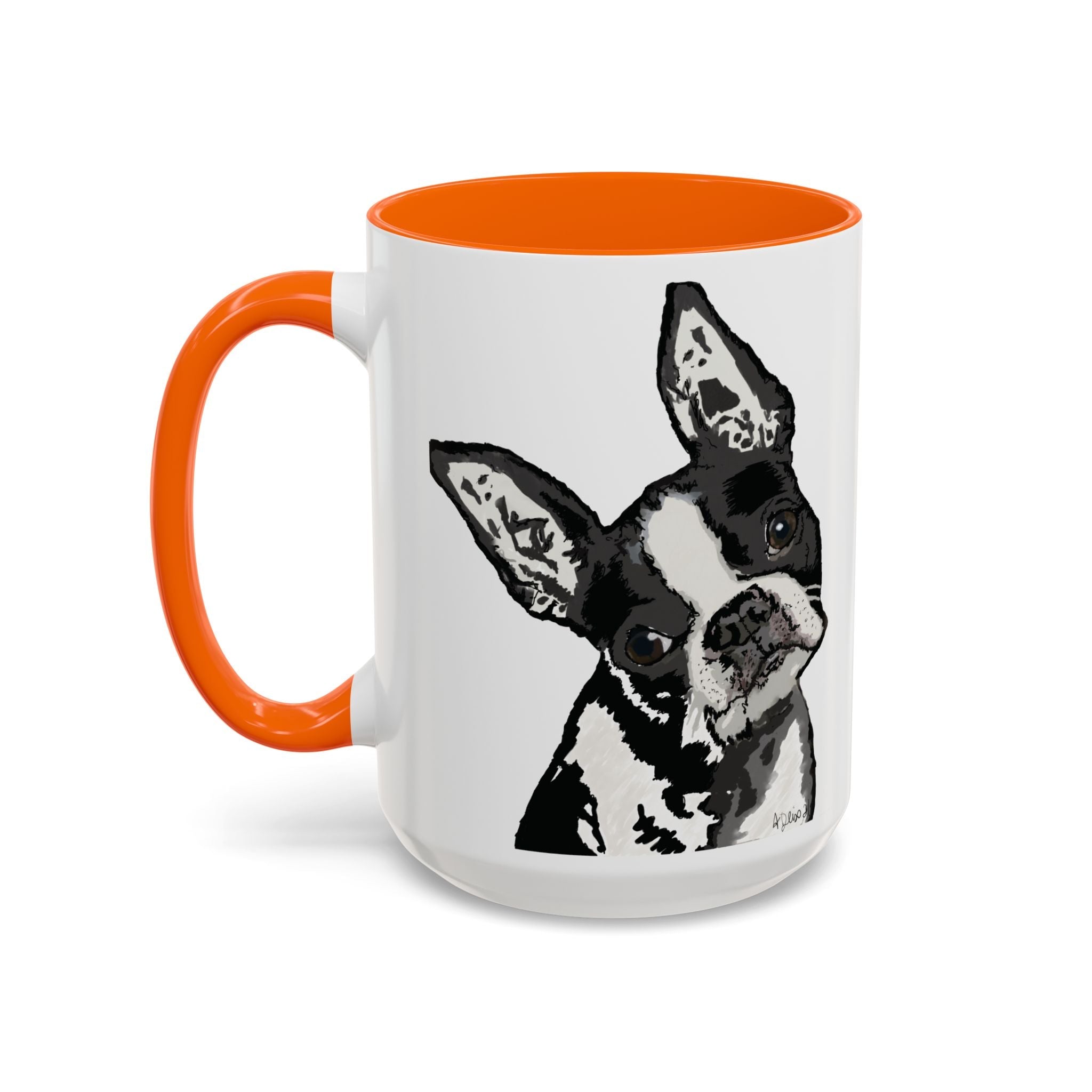 Boston Terrier Coffee Mug — Cute Black & White Dog Accent Mug - Blue Cava