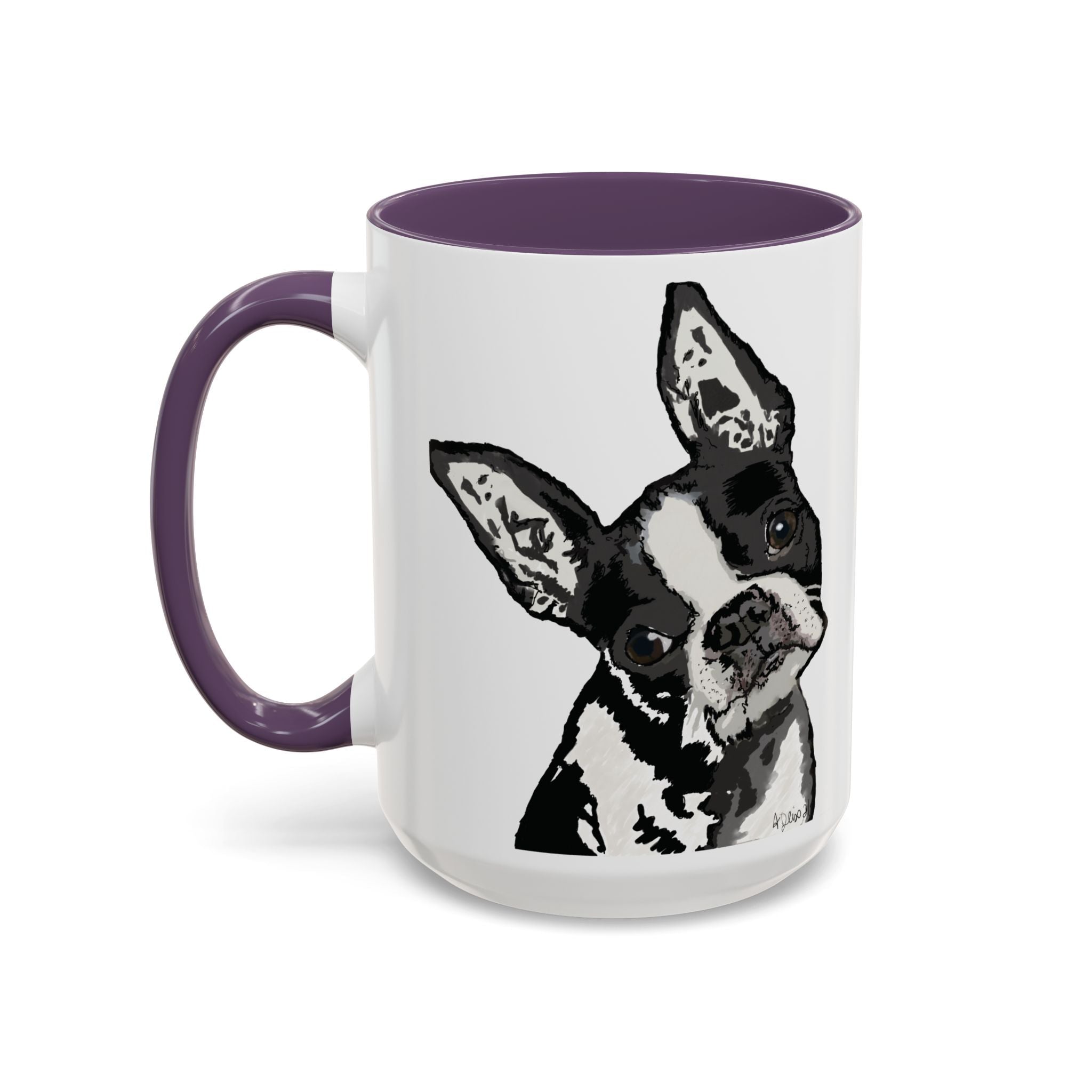 Boston Terrier Coffee Mug — Cute Black & White Dog Accent Mug - Blue Cava