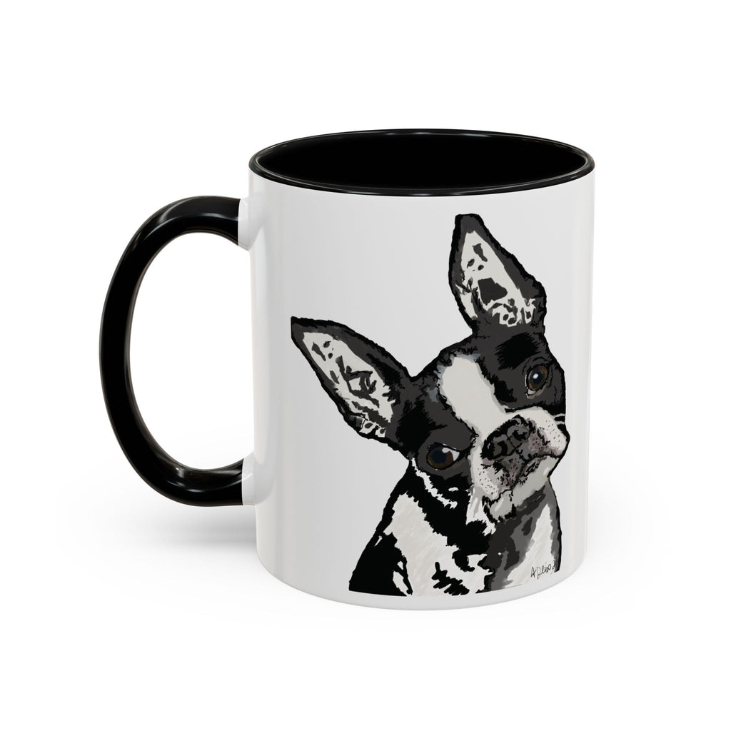 Boston Terrier Coffee Mug — Cute Black & White Dog Accent Mug - Blue Cava