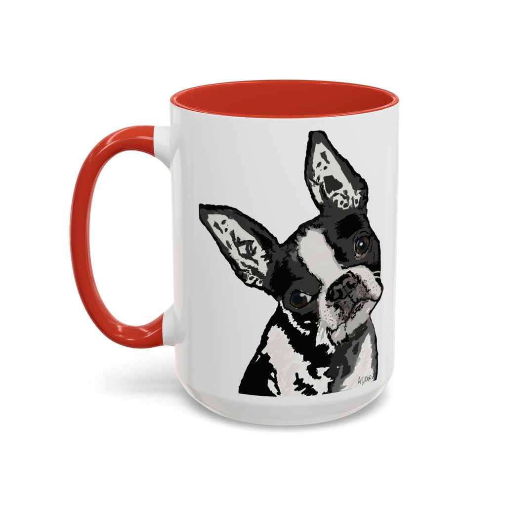 Boston Terrier Coffee Mug — Cute Black & White Dog Accent Mug - Blue Cava