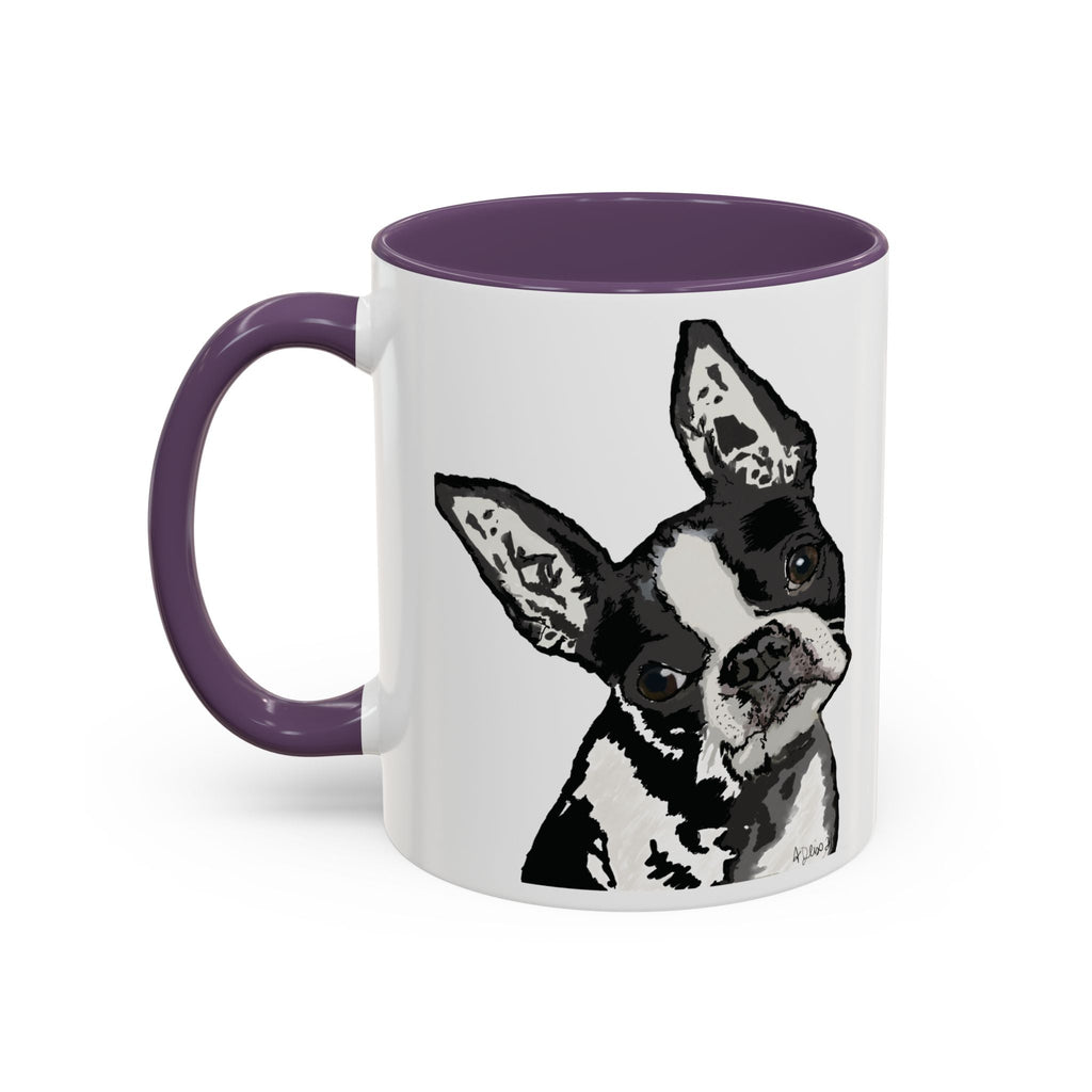 Boston Terrier Coffee Mug — Cute Black & White Dog Accent Mug - Blue Cava