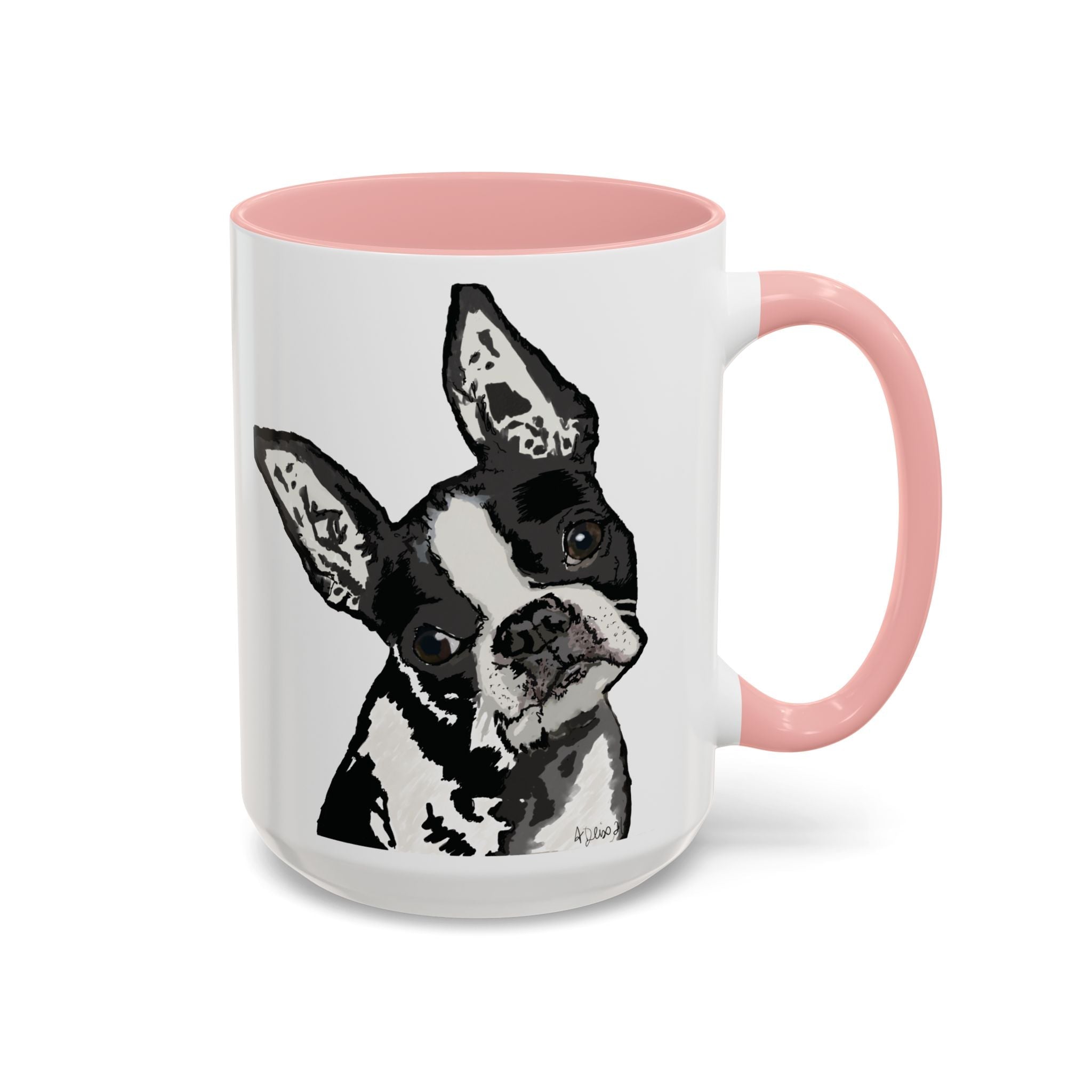 Boston Terrier Coffee Mug — Cute Black & White Dog Accent Mug - Blue Cava