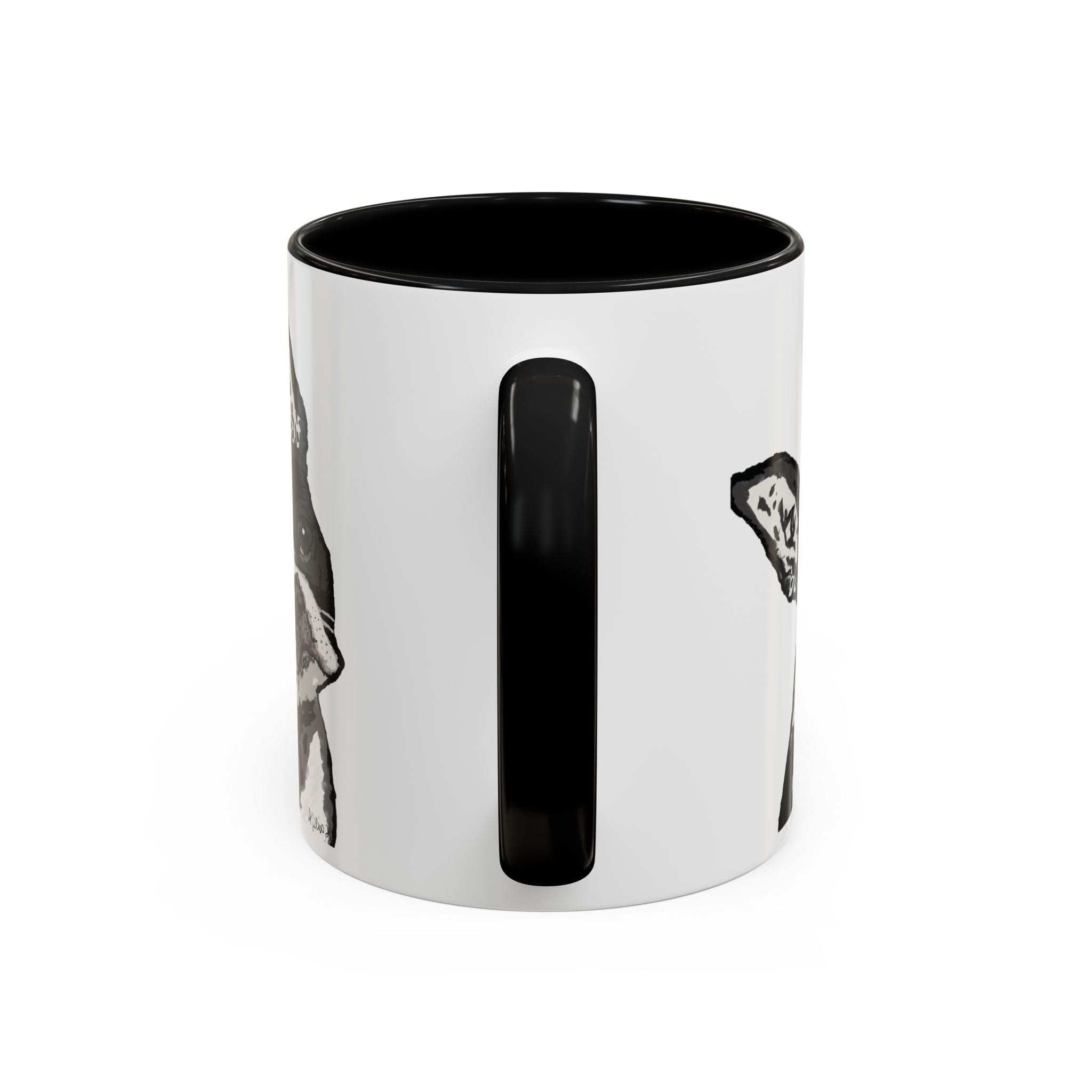 Boston Terrier Coffee Mug — Cute Black & White Dog Accent Mug - Blue Cava