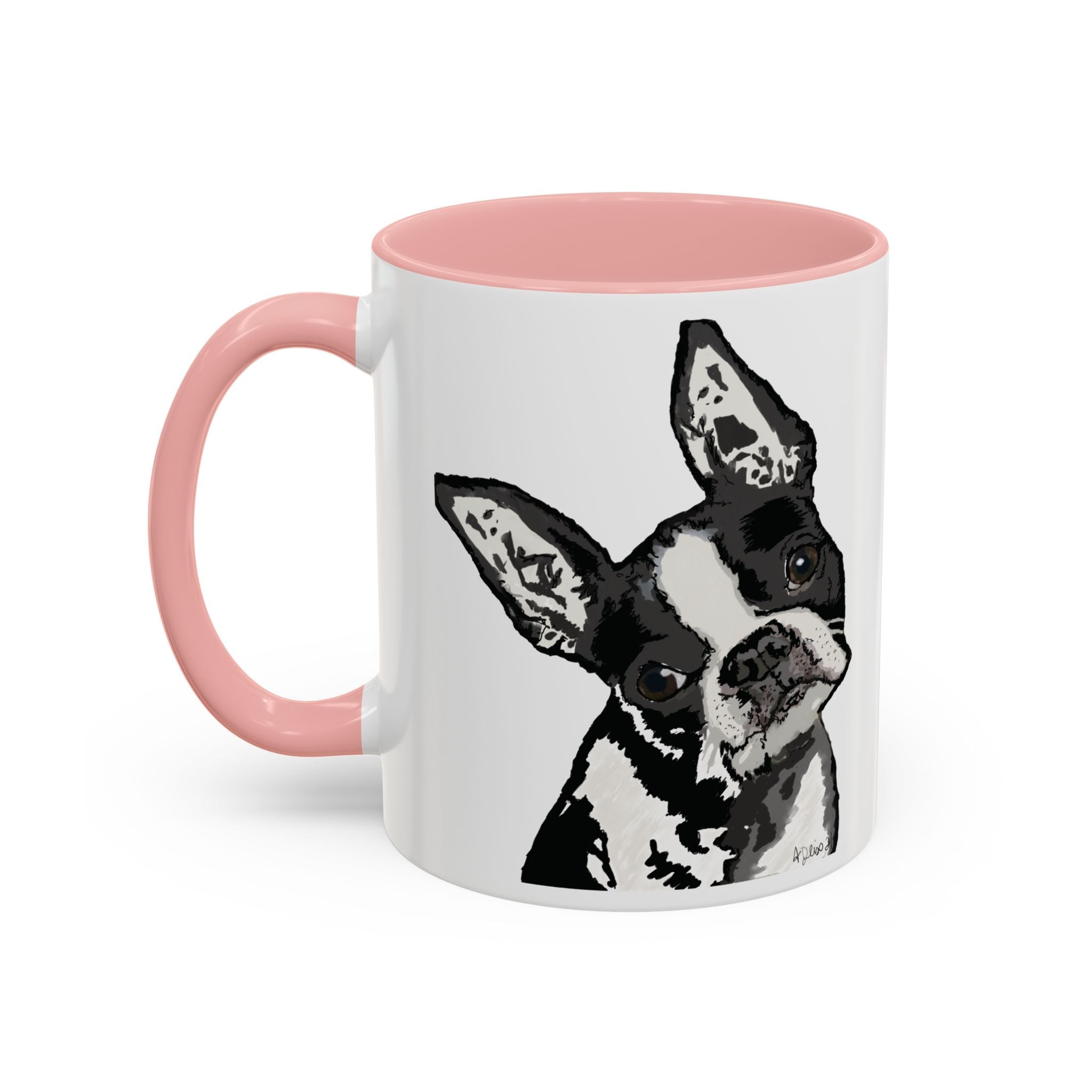 Boston Terrier Coffee Mug — Cute Black & White Dog Accent Mug - Blue Cava