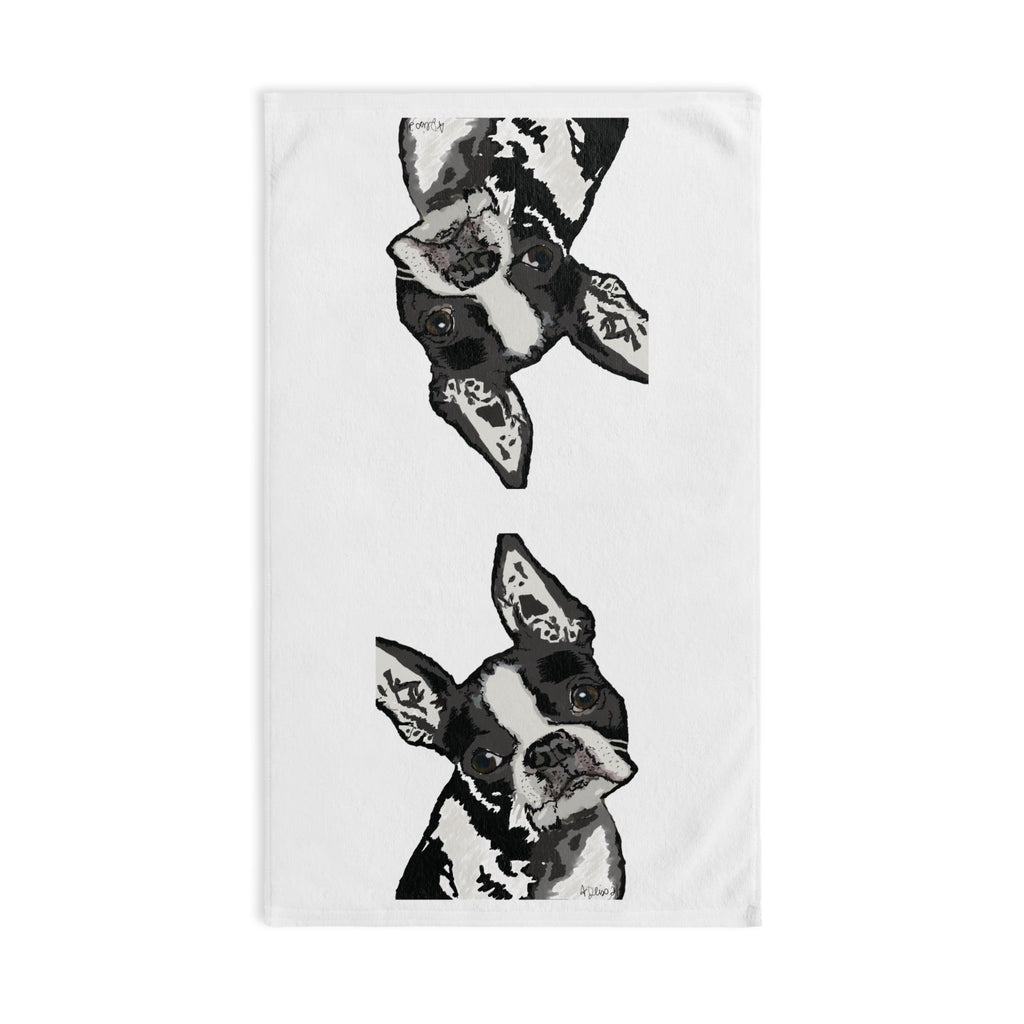 "Bugsy" Boston Terrier Cotton Hand Towel - Blue Cava