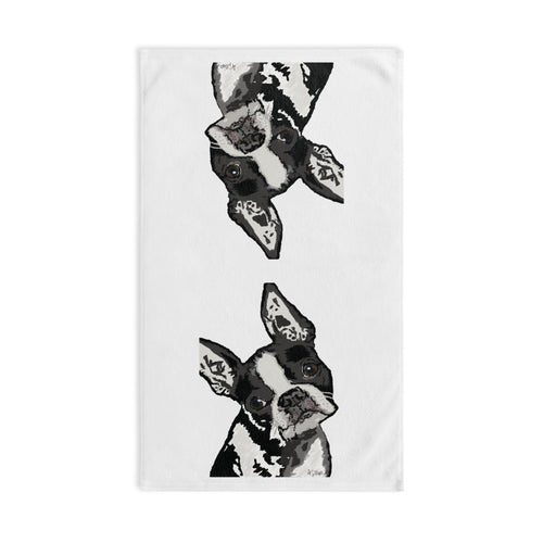 "Bugsy" Boston Terrier Cotton Hand Towel - Blue Cava