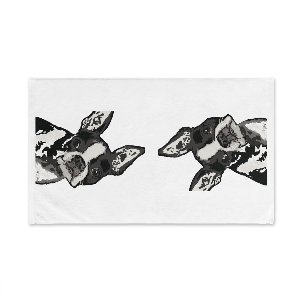 "Bugsy" Boston Terrier Cotton Hand Towel - Blue Cava