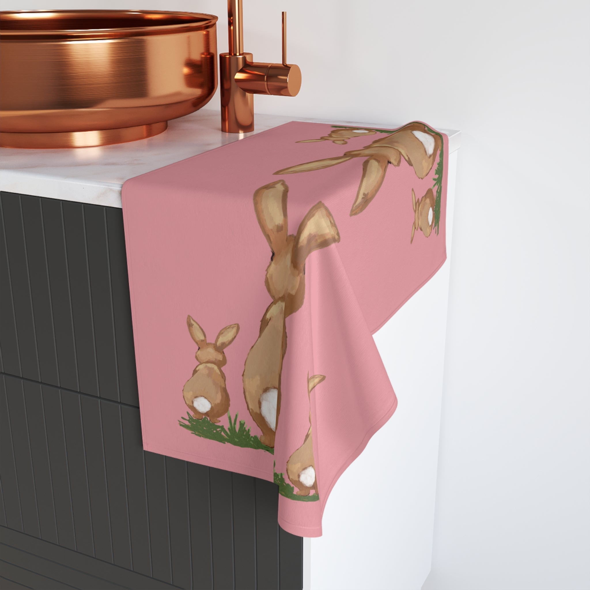 Bunny Love Cotton Hand Towel - Blue Cava