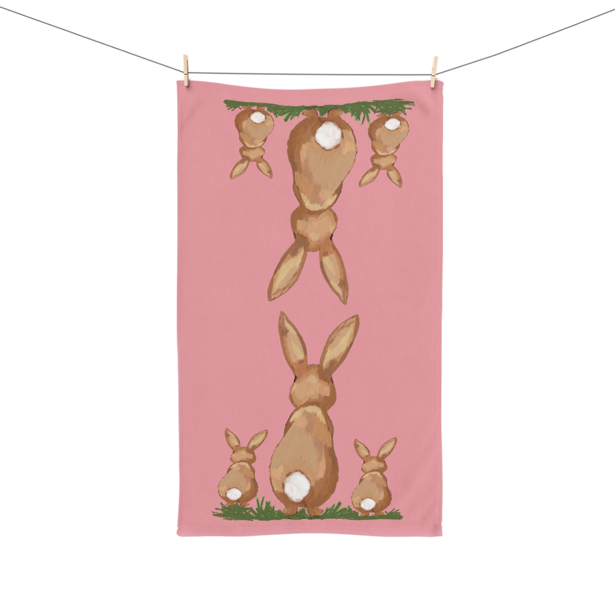 Bunny Love Cotton Hand Towel - Blue Cava