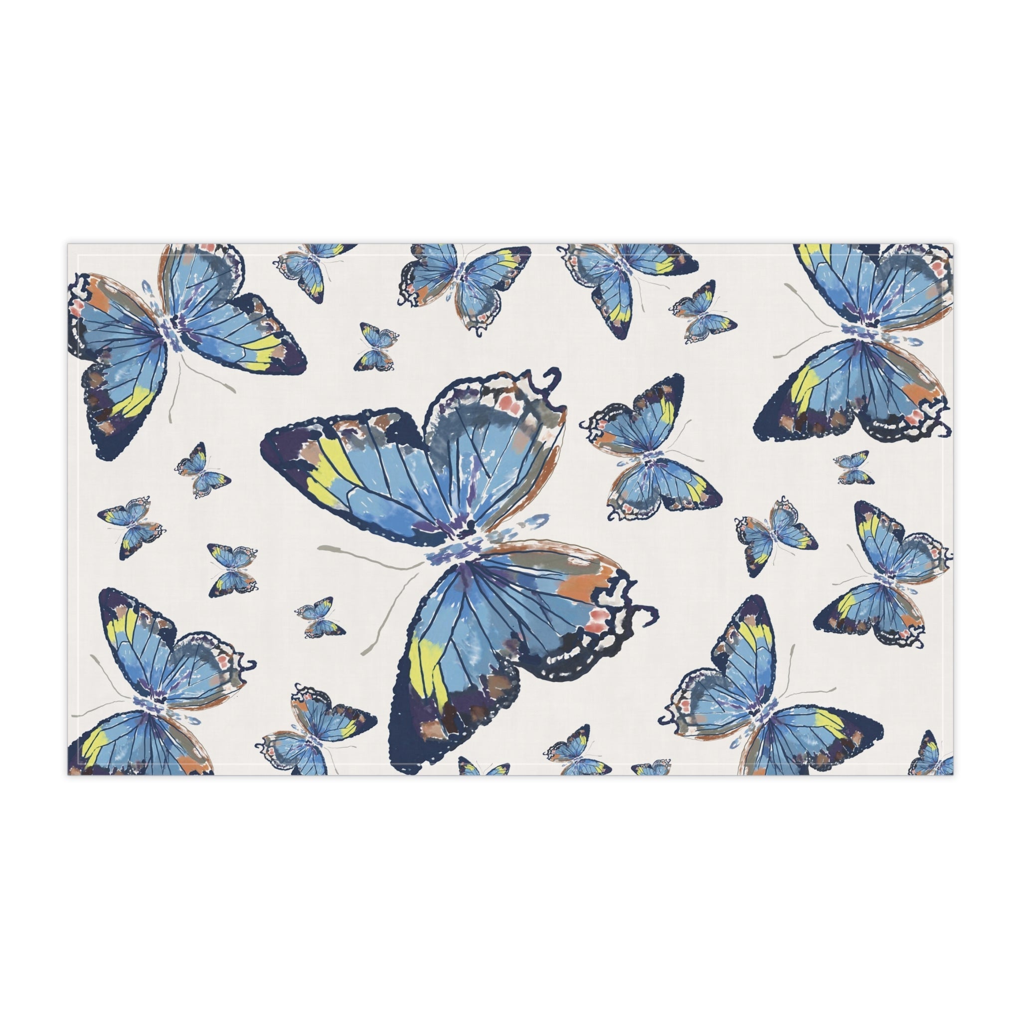 Butterflies Kitchen Tea Towels - Blue Cava