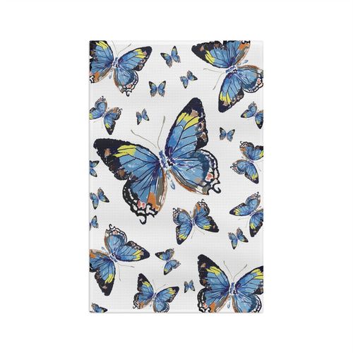 Butterflies Microfiber Waffle Kitchen Towel - Blue Cava