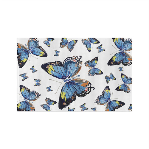 Butterflies Microfiber Waffle Kitchen Towel - Blue Cava
