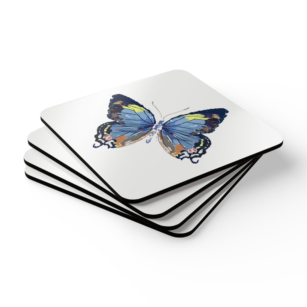 Butterfly Corkwood Coaster Set - Blue Cava