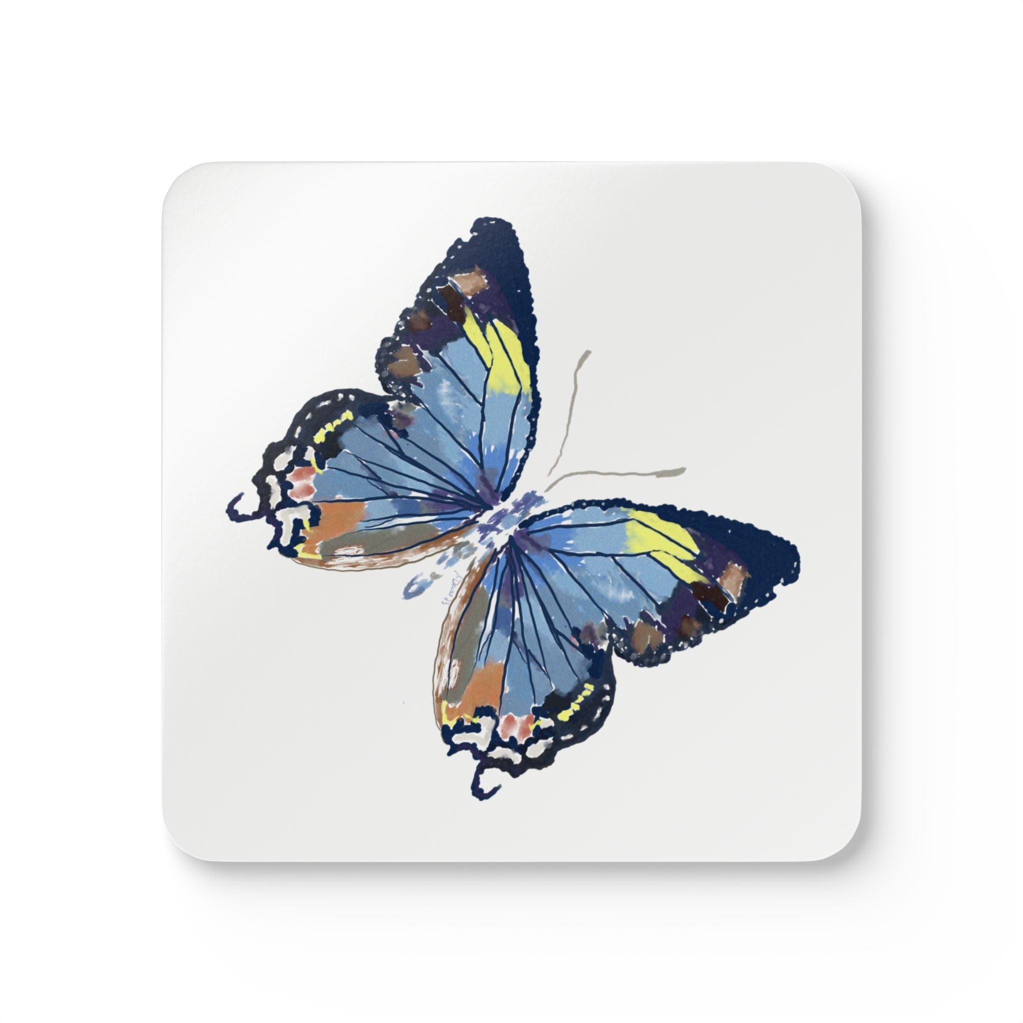 Butterfly Corkwood Coaster Set - Blue Cava