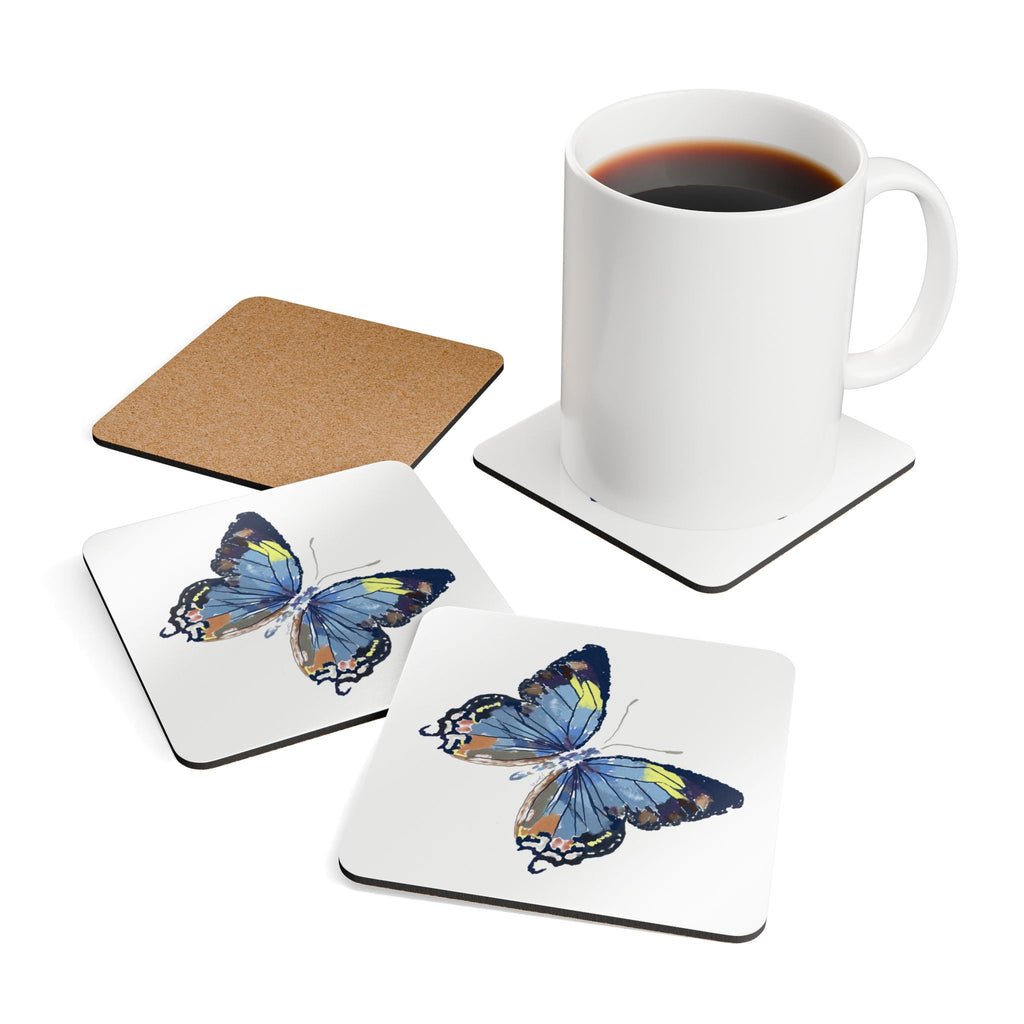 Butterfly Corkwood Coaster Set - Blue Cava