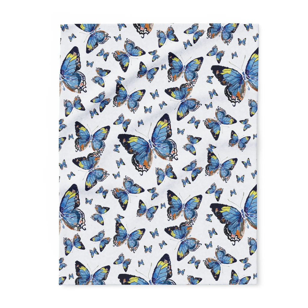 Butterfly Flutter Arctic Fleece Blankets - Blue Cava